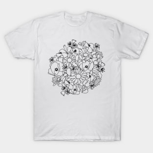 April Birth Month Flower Bouquet Drawing T-Shirt